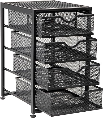 Miniatura 7 de Mind Reader Cajones de almacenamiento de archivos, organizador de escritorio, almacenamiento de archivos, oficina, malla de metal, 10.25 pulgadas de