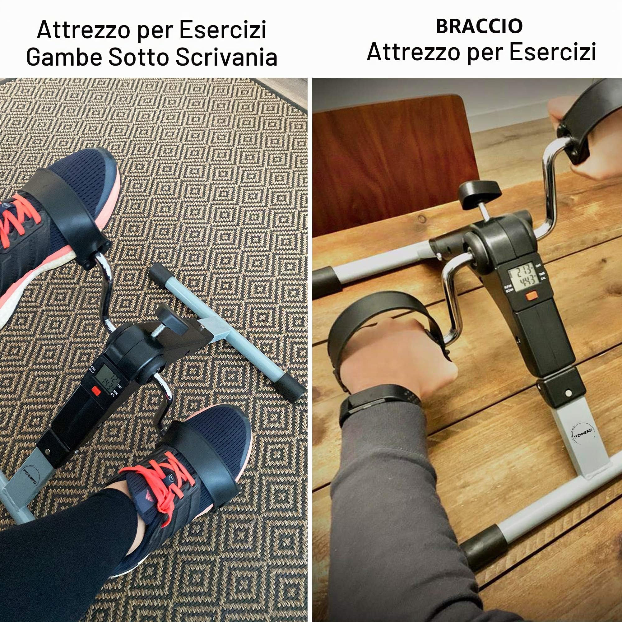 Cyclette da Casa per Allenamento di Gambe e Braccia, Pedaliera Cyclette Fitness, Pedaliera Regolabile Digitale, Pedale con LCD Display