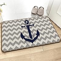 Vista 5 de Tapete de cocina con ancla azul marino náutico, para interiores y exteriores, para decoración náutica, entrada y hogar, tapete antideslizante