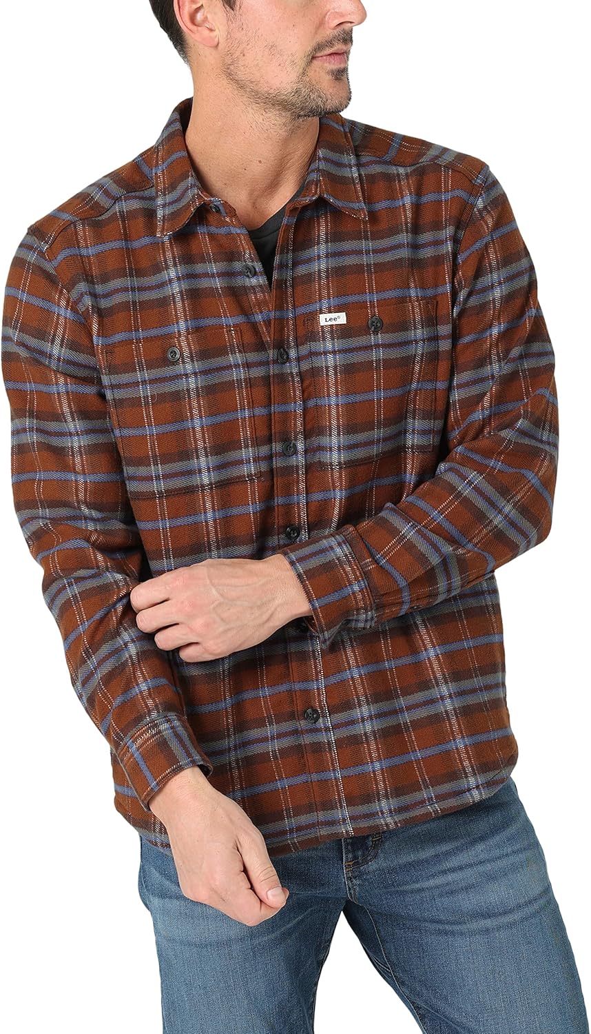 Lee Men's Workwear Loose Fit Long Sleeve Button-Down Overshirt