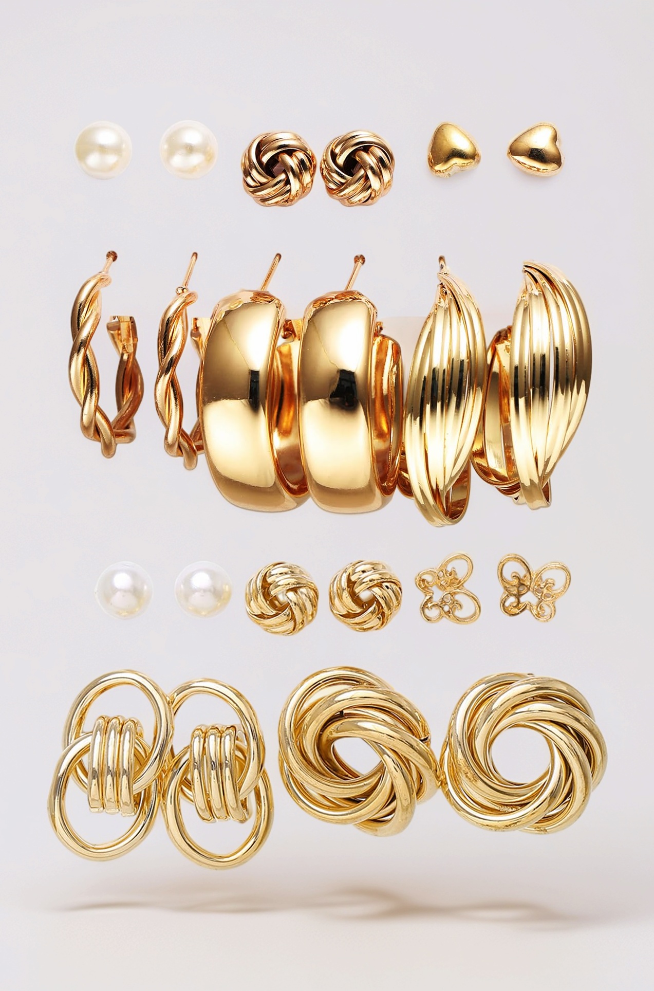 11 Pairs Combo Set Latest Stylish Vintage Pearl Earrings for Women Gold Plated Dangle Earrings Heart Butterfly Hoop Earrings Geometric Fashion Jewelry