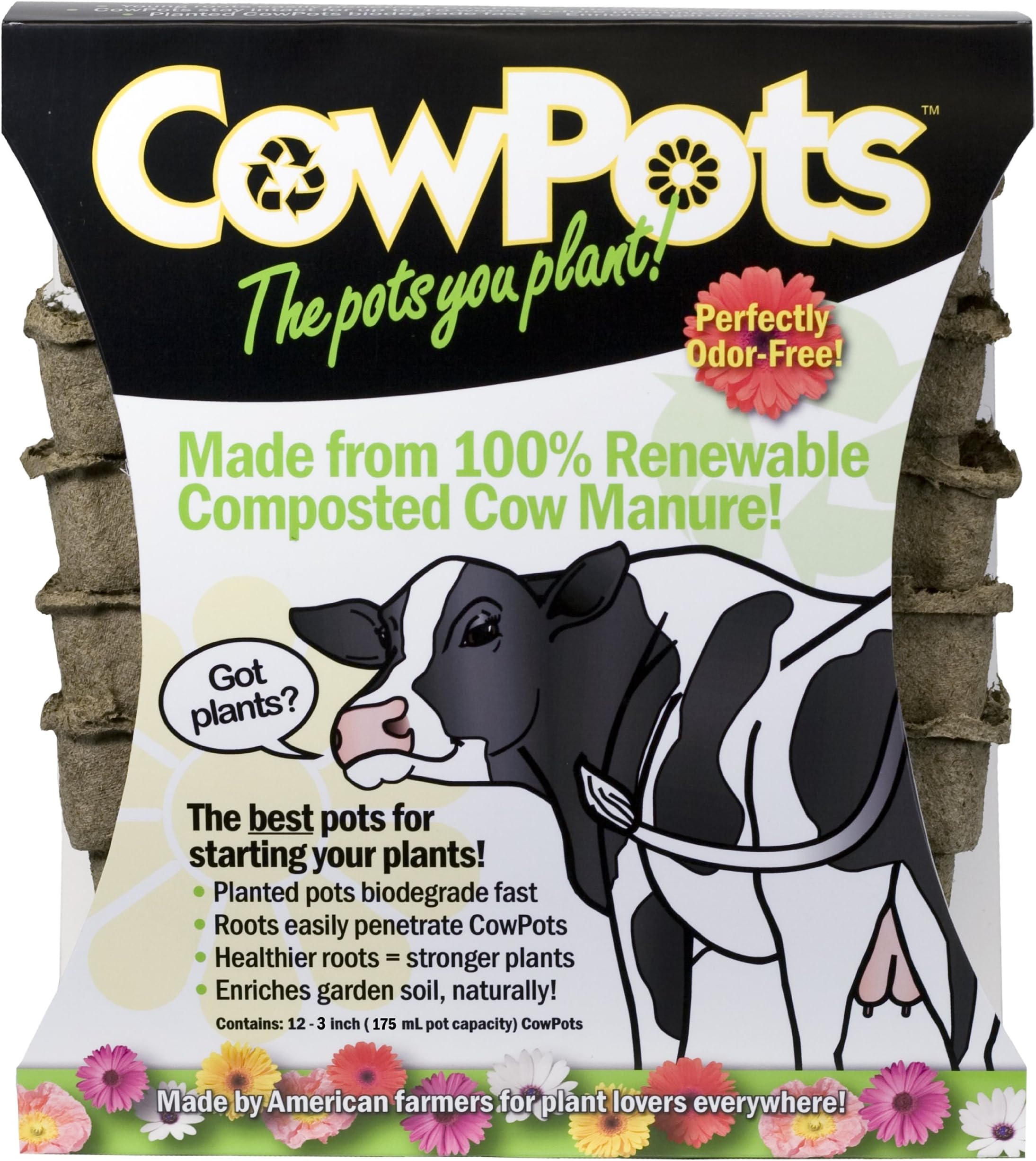 CP3-12 3-Inch CowPots, 12-Pack