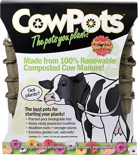 CowPots - Macetas redondas, 7.62 cm, cuadrado, NA