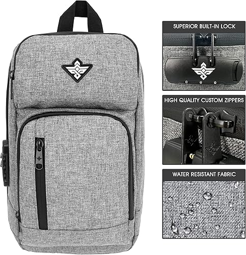 Miniatura 4 de Equinox - Mochila bandolera antirrobo, combinación antirrobo, bolsa de hombro impermeable cruzada casual, Grafito, Bandolera bandolera cruzada