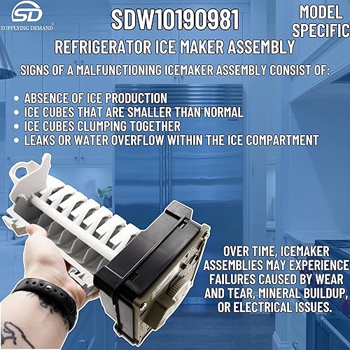 Miniatura 5 de Supplying Demand Reemplazo del ensamblaje de la máquina de hielo para refrigerador W10190981 W10122533