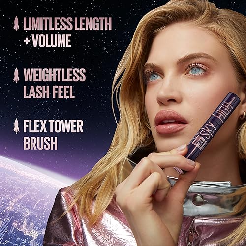 Miniatura 3 de Maybelline New York Sky High - Maquillaje de rímel lavable máscara voluminizadora construible alargadora definir rizar multiplicar negro más negro