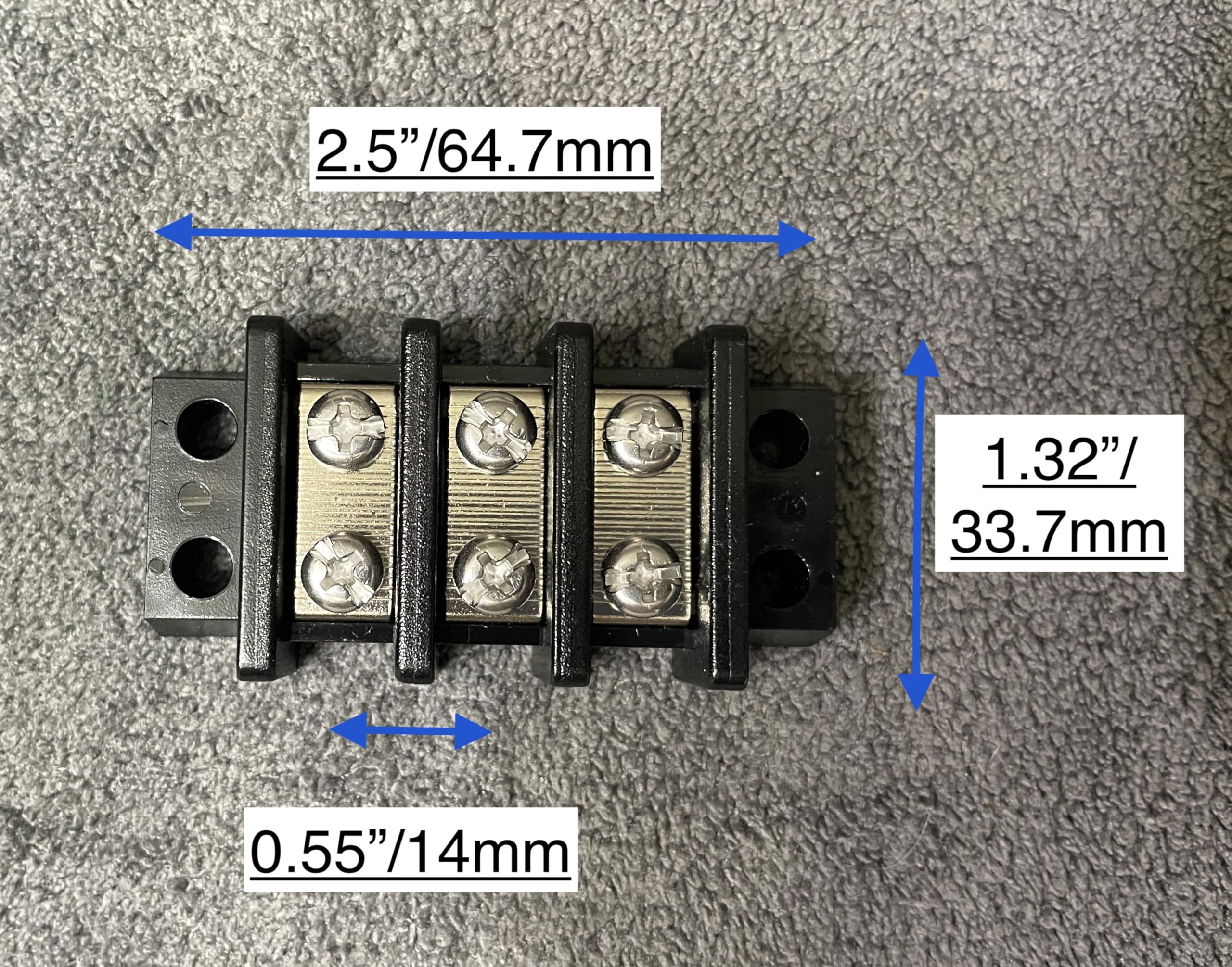 Pack of 4 UL Recognized Marine Terminal Block 3 Gang 600V 30A 22-10 AWG 14mm Pitch w Nickle Plated Brass Contact and Stainless Steel Screw