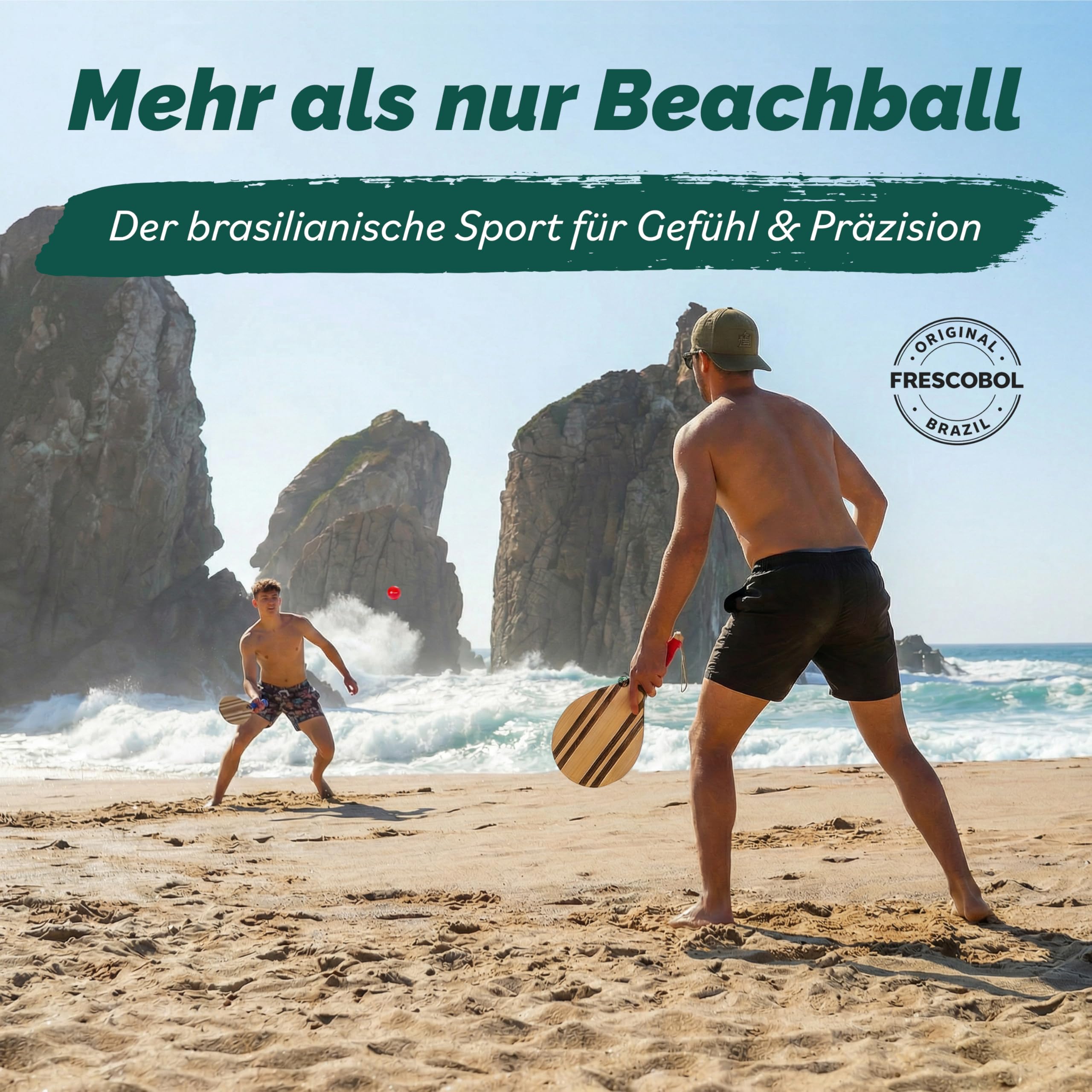 two46 Frescobol - Premium Beachball Set aus Holz | Handgefertigt & Langlebig | TESTSIEGER 2023 | inkl. Anfängerball & Tasche | Perfekte Geschenkidee | Der Trendsport aus Brasilien