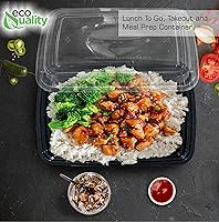 Vista 7 de EcoQuality - Paquete de 100 recipientes reutilizables para almacenamiento de alimentos de 32 onzas con tapas, rectangulares sin BPA, aptos
