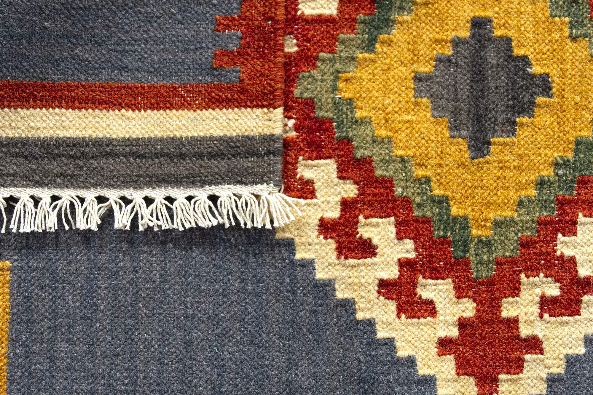 HAMID - Kelim Teppich Lori mit Geometrischem Oriental Design - 100% Wolle - Handgeknüpfter Kelim - Flurteppich, Wohnzimmer, Schlafzimmer, Wohnzimmer (D.1, 110x60cm)