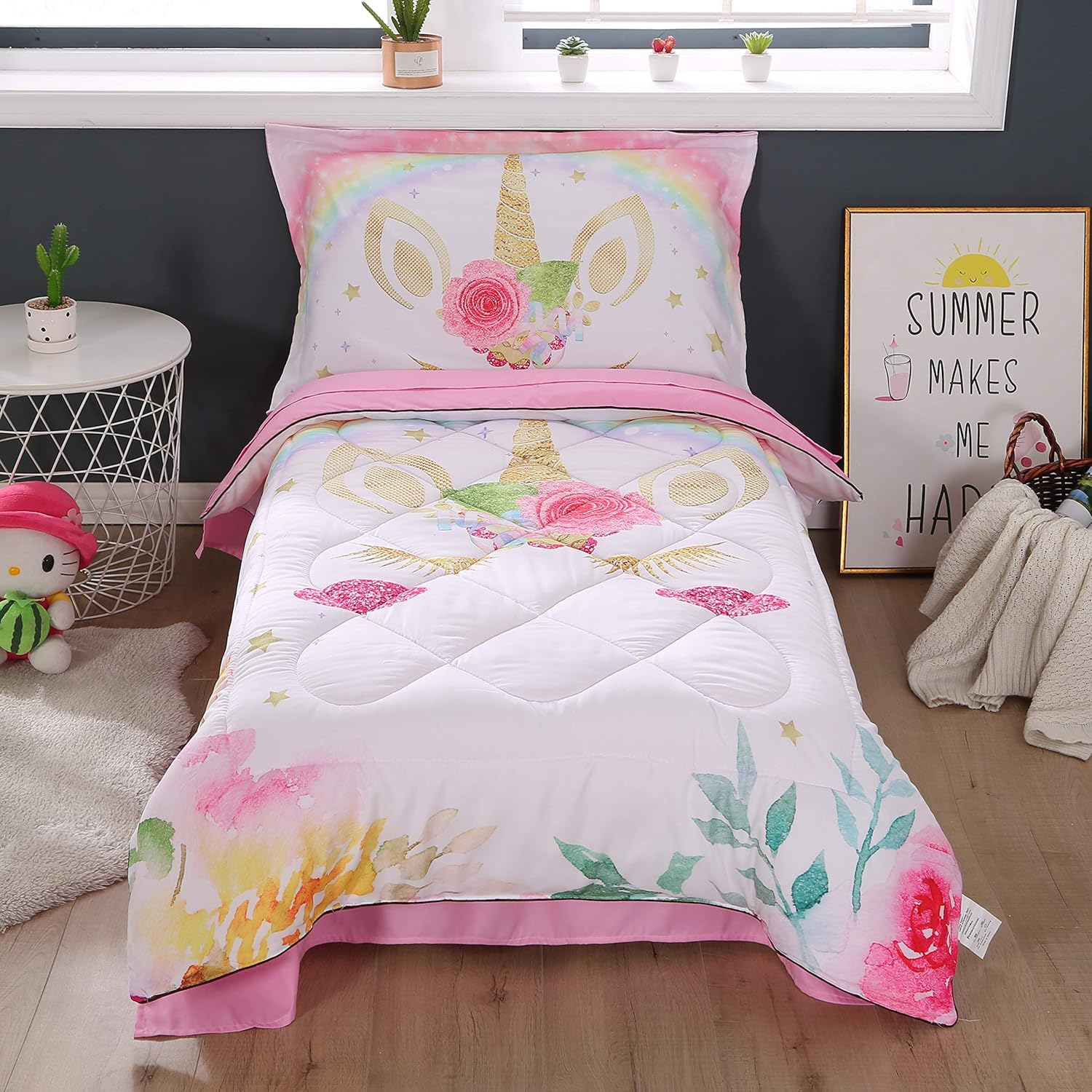 Bеѕt Quаlіtу 🔥 Wowelife Rainbow Unicorn Toddler Bedding Set Pink 4 Piece Clounds Toddler Bed Sets for Girls (Pink Rainbow) Hоt Dеаlѕ Wowelife Rainbow Unicorn Toddler Bedding Set Pink 4 Piece Clounds Toddler Bed Sets for Girls (Pink Rainbow)