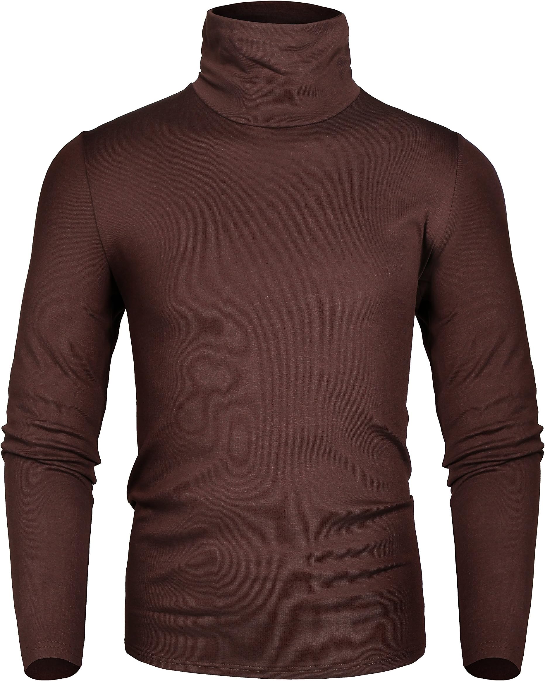 Derminpro Men's Thermal Turtleneck Soft Long Sleeve Slim Fit T-Shirt Dark Coffee Large