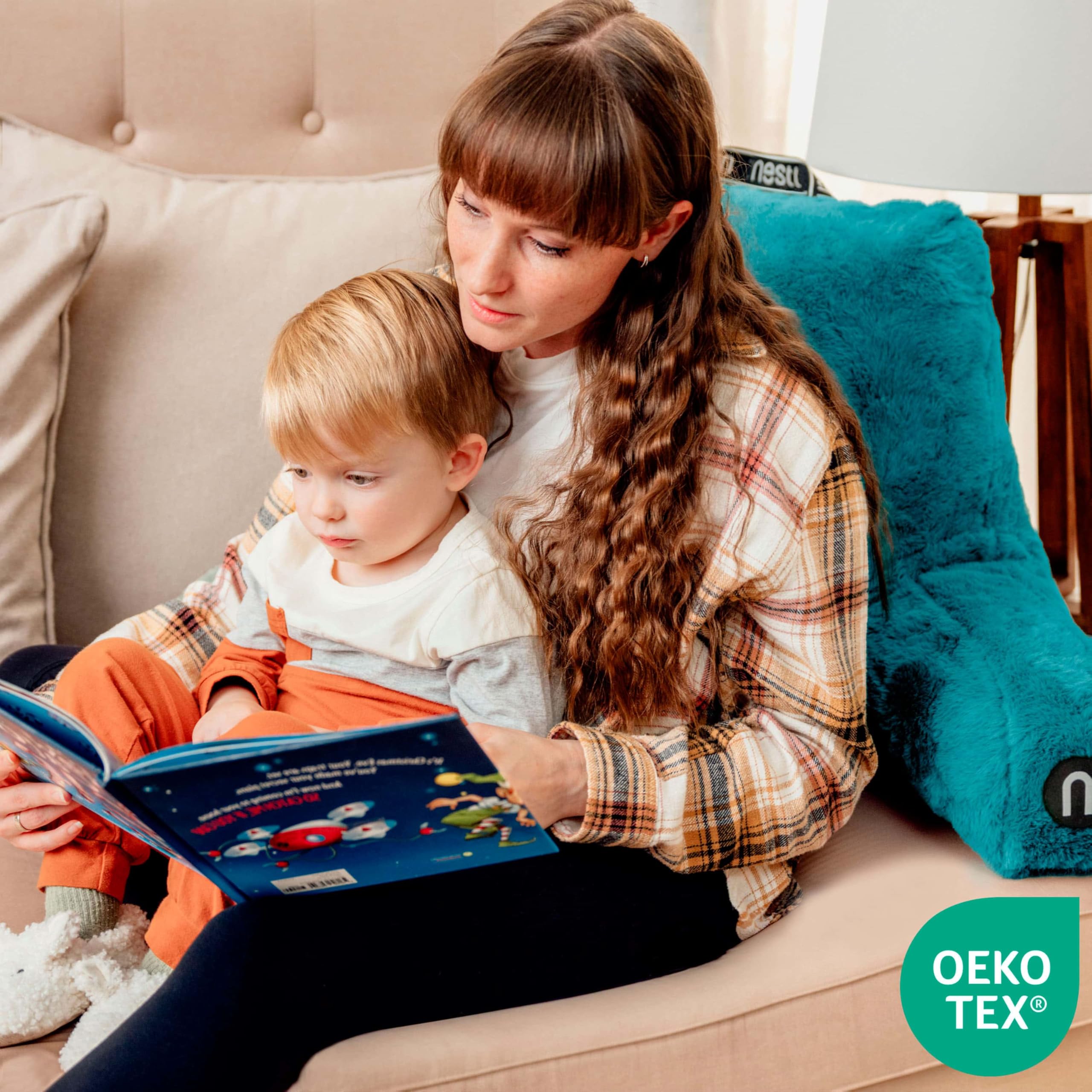 Nestl Pelz-Lesekissen, stilvolles Rückenkissen zum Sitzen im Bett, Kunstfell-Bett, Stuhlkissen mit Armen, Lesekissen zum Sitzen im Bett, Erwachsene und Kinder, Sit-Up-Rückenstützkissen für Bettruhe,