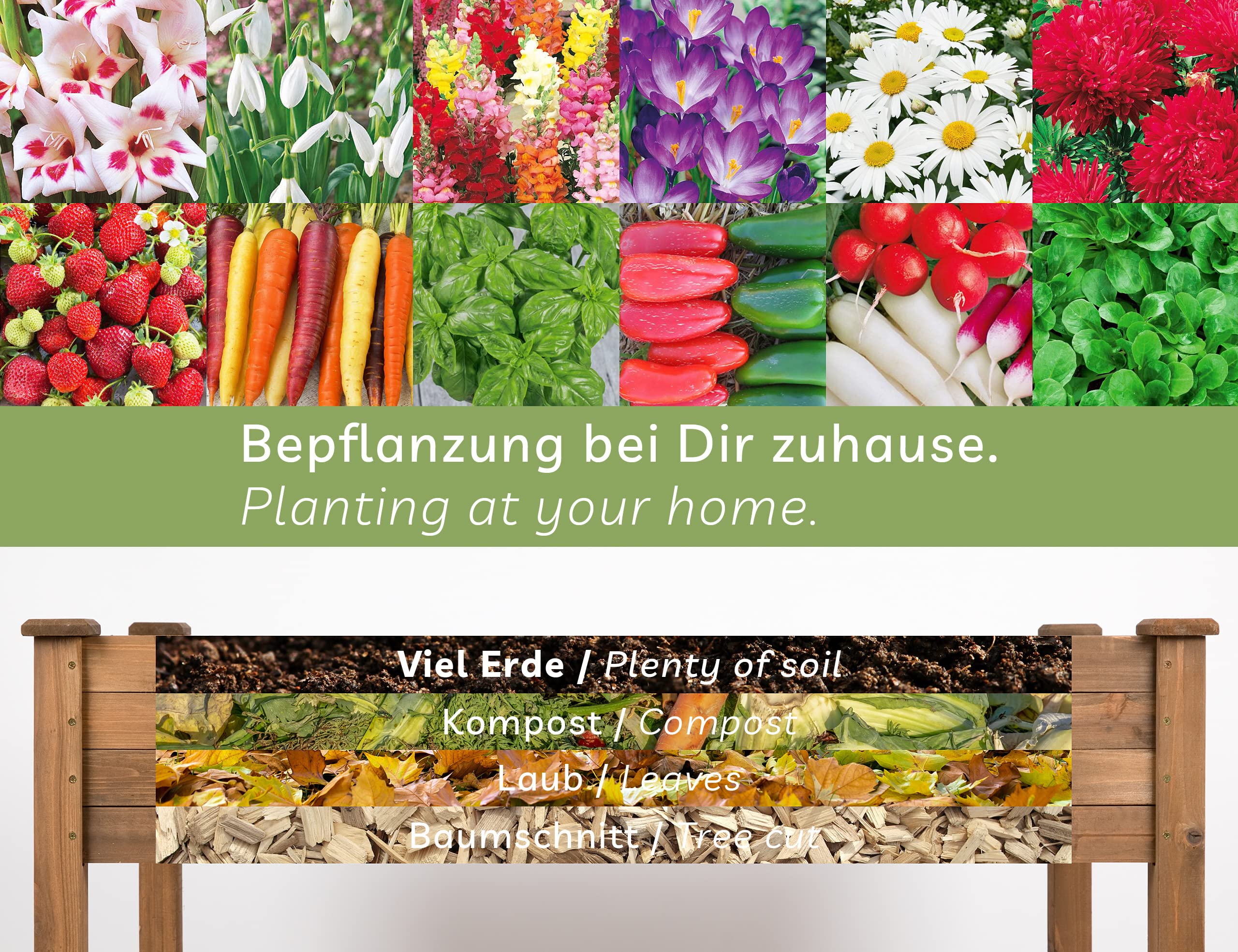 needs&wants® Großes Hochbeet aus Holz für Garten Balkon Terrasse, Pflanzkasten Bausatz XL rechteckig schmal mit Vlies-Folie, Kräuterbeet Pflanzenkasten deko, 121 x 63 x 75 cm, dunkel-braun