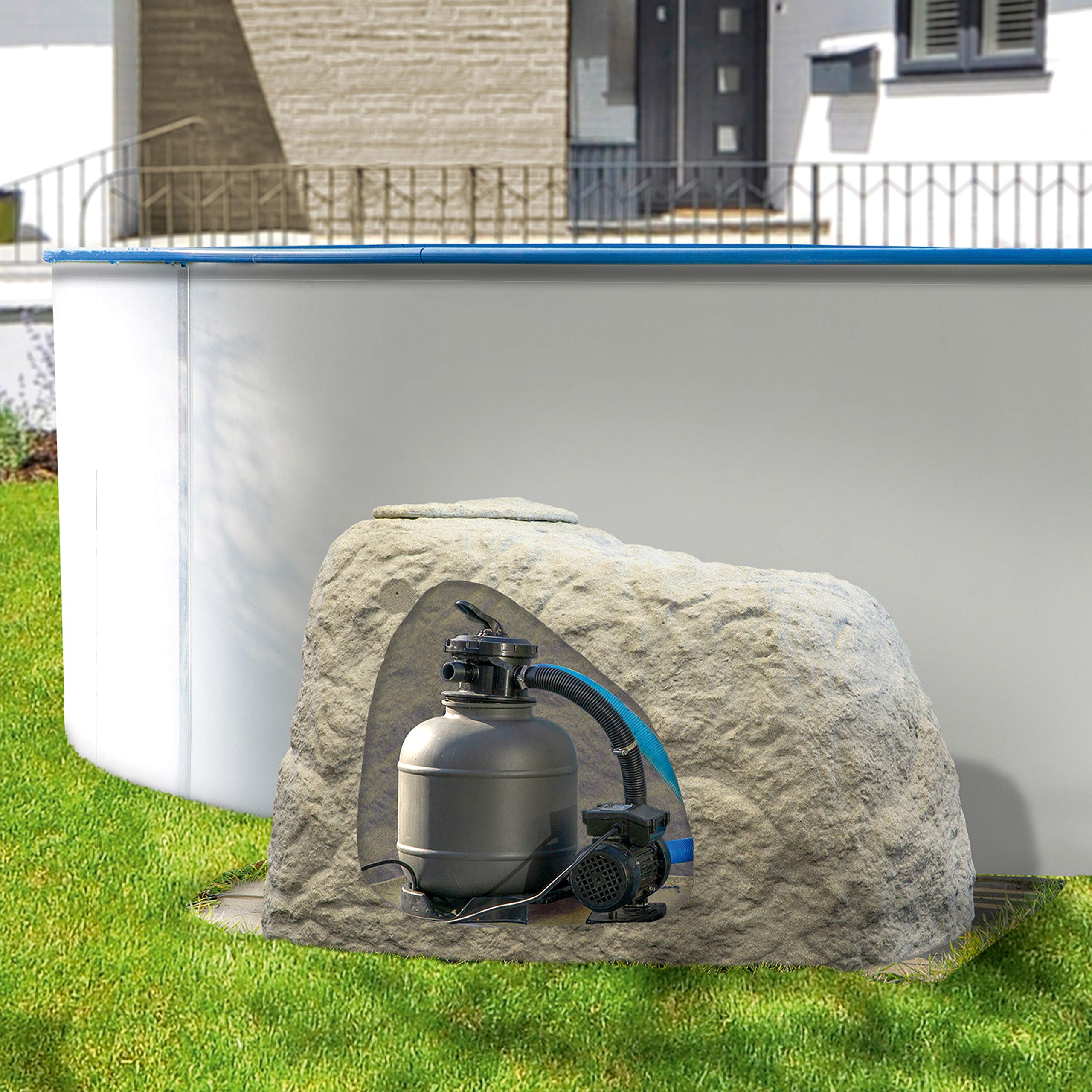 Huaerle Sandfilterpumpen-Abdeckung – Wasserdicht, UV-beständig, 83x61x86 Cm, Mit Kordelzug & Reißverschluss (für Oberirdische Pools)