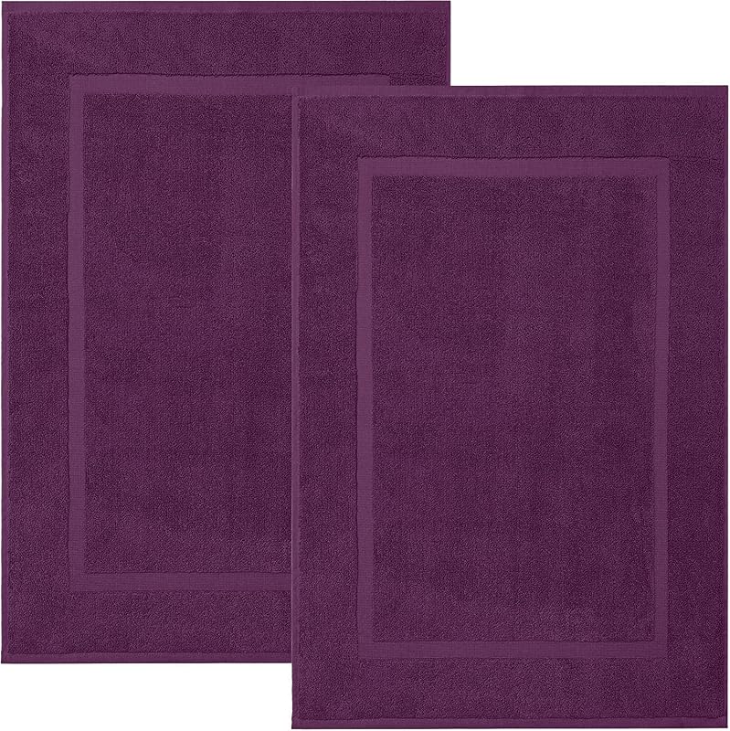 DAN RIVER Cotton Bath Mat Set of 2 - Purple Bath Mat 21X34 Inches - [Not a Bathroom Rug] - 100% Ring Spun Cotton Bathroom Floor Towel - Ultra Soft and Highly Absorbent Shower Floor Mats