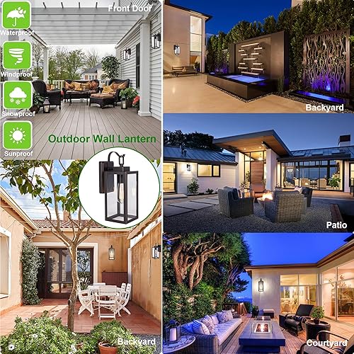 Miniatura 4 de LIT-PaTH Farol de pared para exteriores, aplique de pared como accesorio de iluminación de porche, base mediana E26 máximo 60 W, metal antioxidante