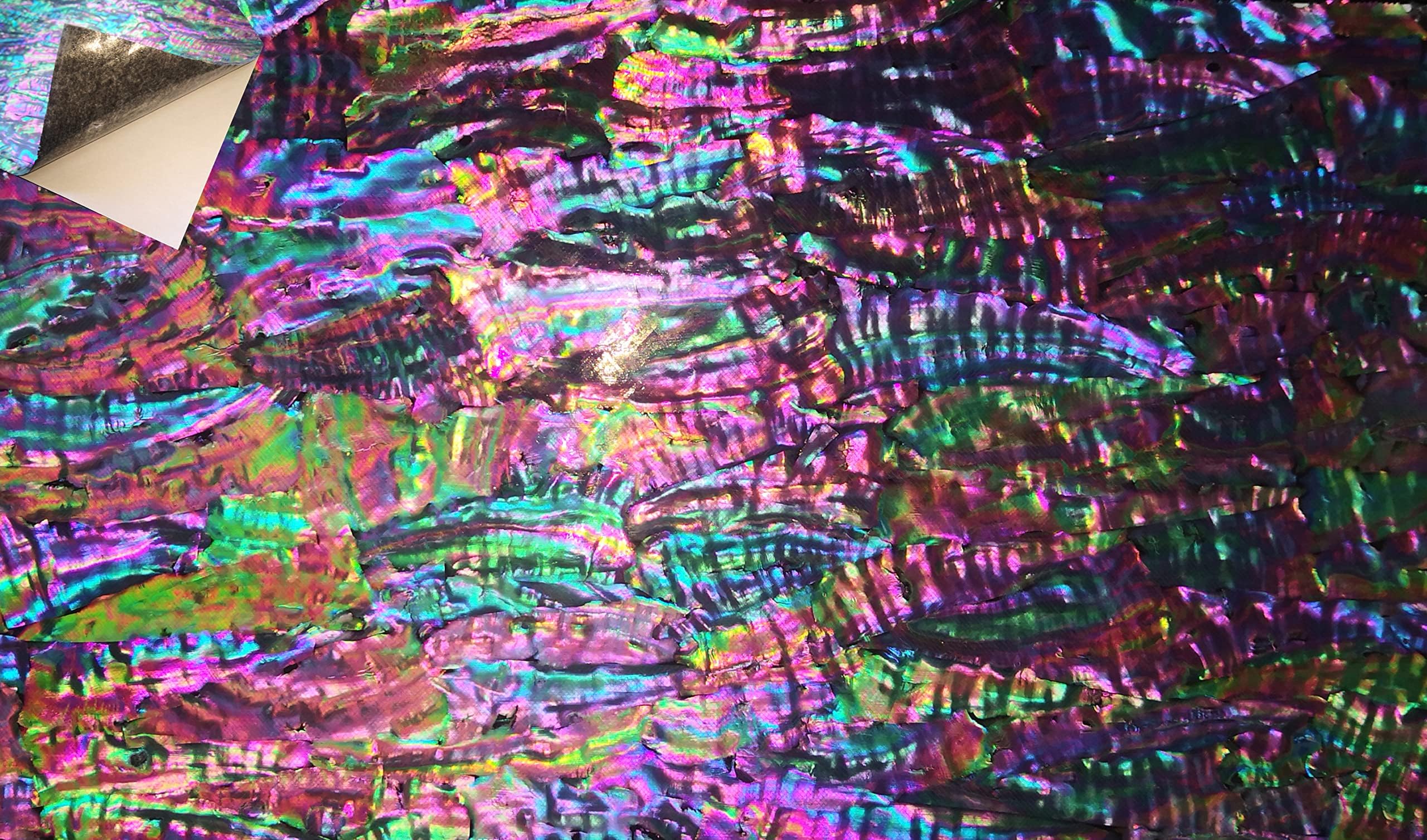 GOMMO Natural Paua Abalone Sticker Sheets Veneer Sheet for Inlay and Overlay Flexible with Backside Tape (240mm x 140mm) (Purple Ocean Abalone)