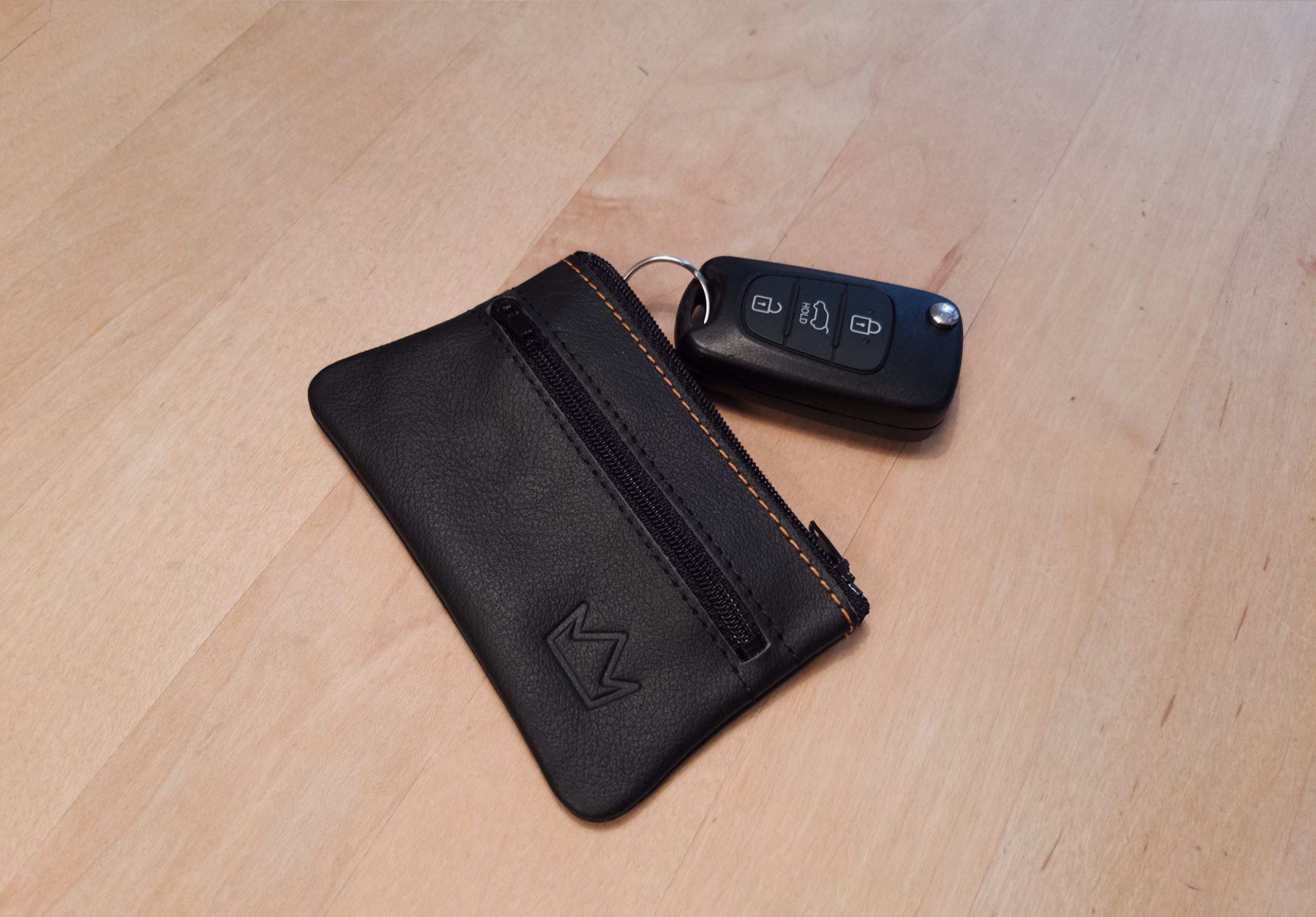 Lederprinz® | Etui na klucze z 2 przegródkami, ręczne wykonanie, wyprodukowano w Niemczech, prawdziwa skóra, skóra nappa, etui na klucze dla kobiet i mężczyzn, czarny, 10,5 x 7 x 1 cm