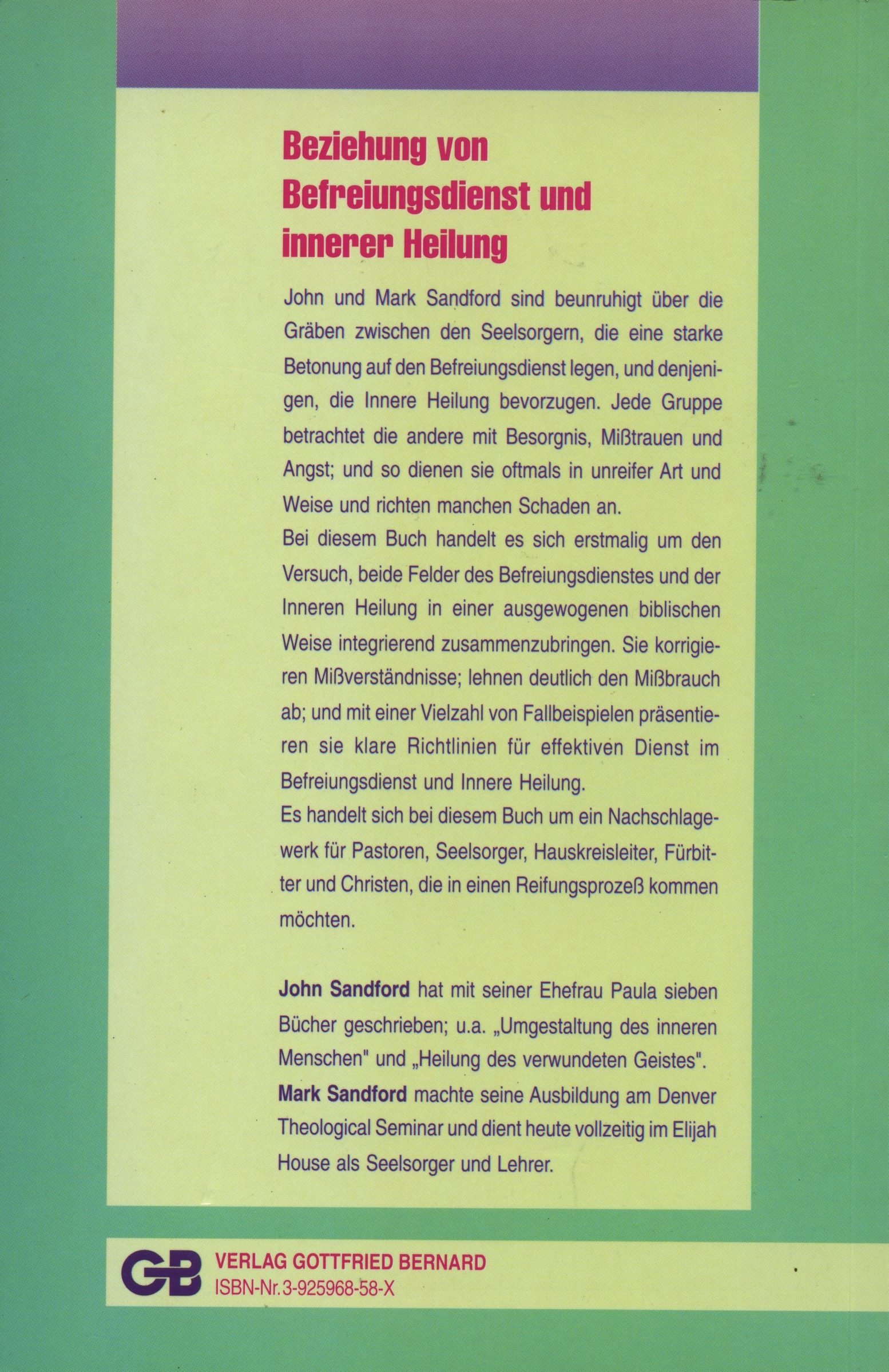 Beziehung von Befreiungsdienst und innerer Heilung