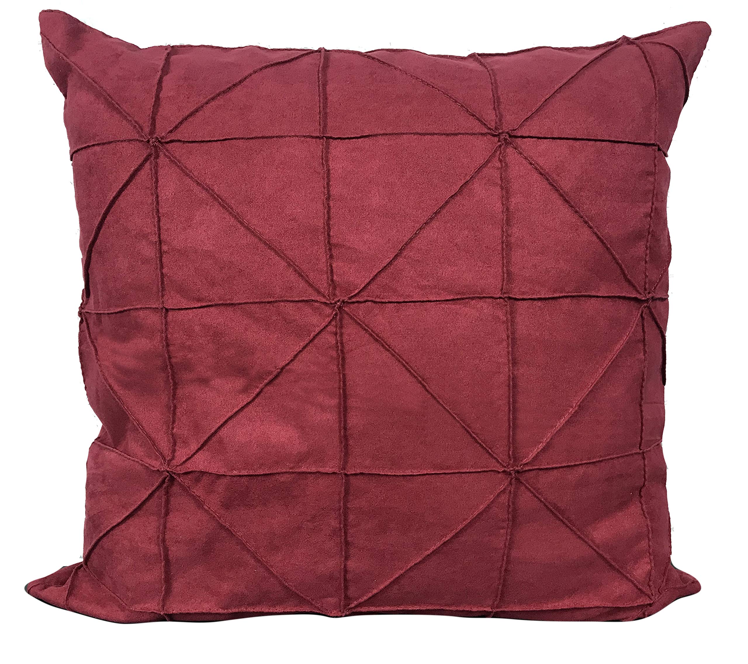 Cushion Mania Wine Pleated Faux Suede Cushion Cover Or Filled Cushion – Luxury Stitched Decorative Pillow 17X17 Inch Or 17X12 Inch For Sofa, Bed & Living Room (, 17"X17" Filled Cushion)