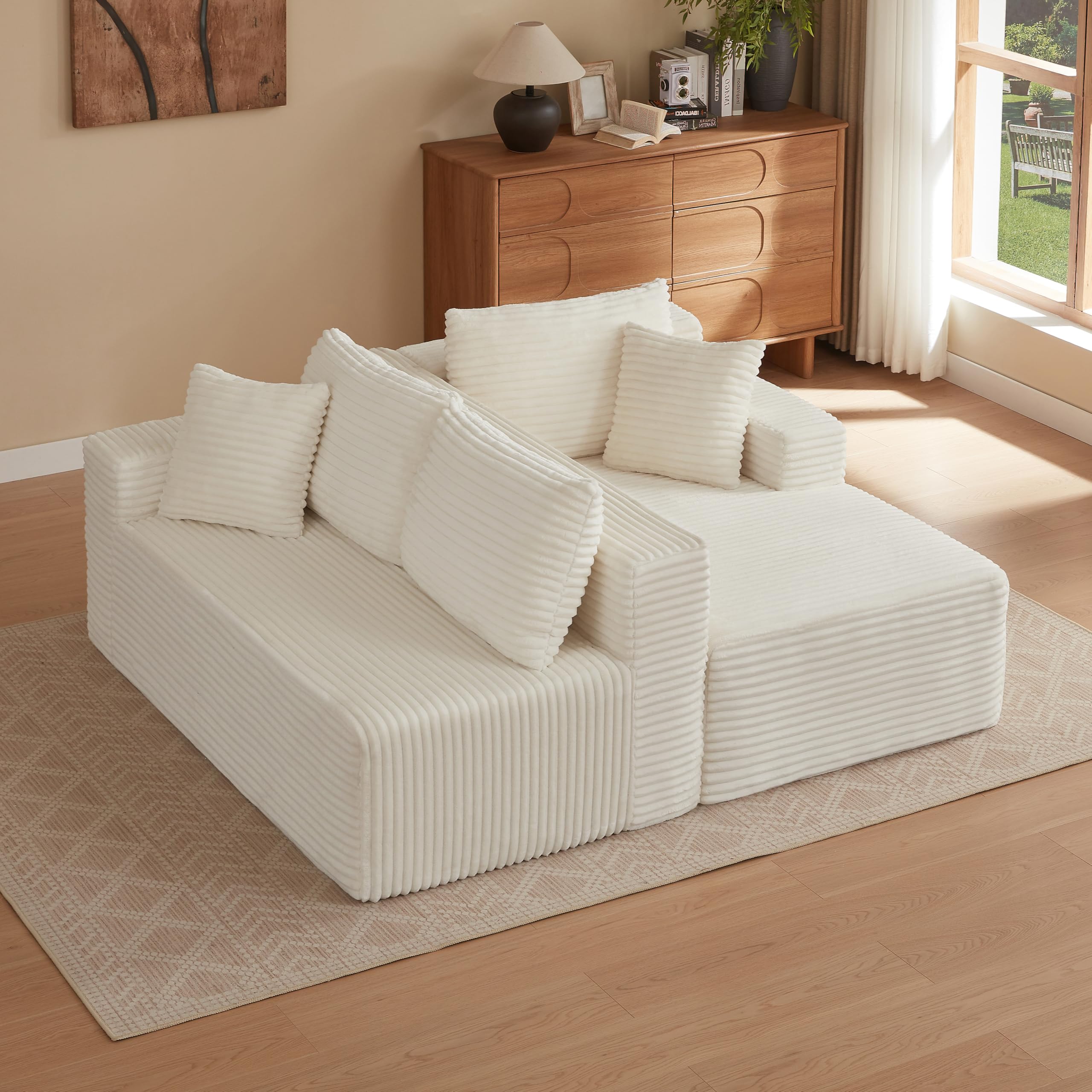 Sofá Seccional Modular en L con Chaise Oversize 3 Asientos | Memory Foam, Para Sala de Estar, Chaise Oversize, Diseño Modular, 3 Secciones