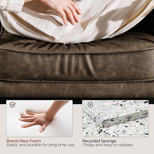 Miniatura 8 de Yaheetech Sillón de piel sintética, silla retro de ocio con acolchado y cojín extrasuave, moderna silla de lectura con marco de metal negro para