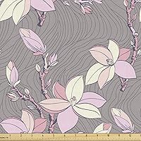 Vista 83 de Lunarable Tela suculenta de The Yard, flores en acuarela estilo pintura coloridas flores de primavera tema de jardinería, tela de microfibra