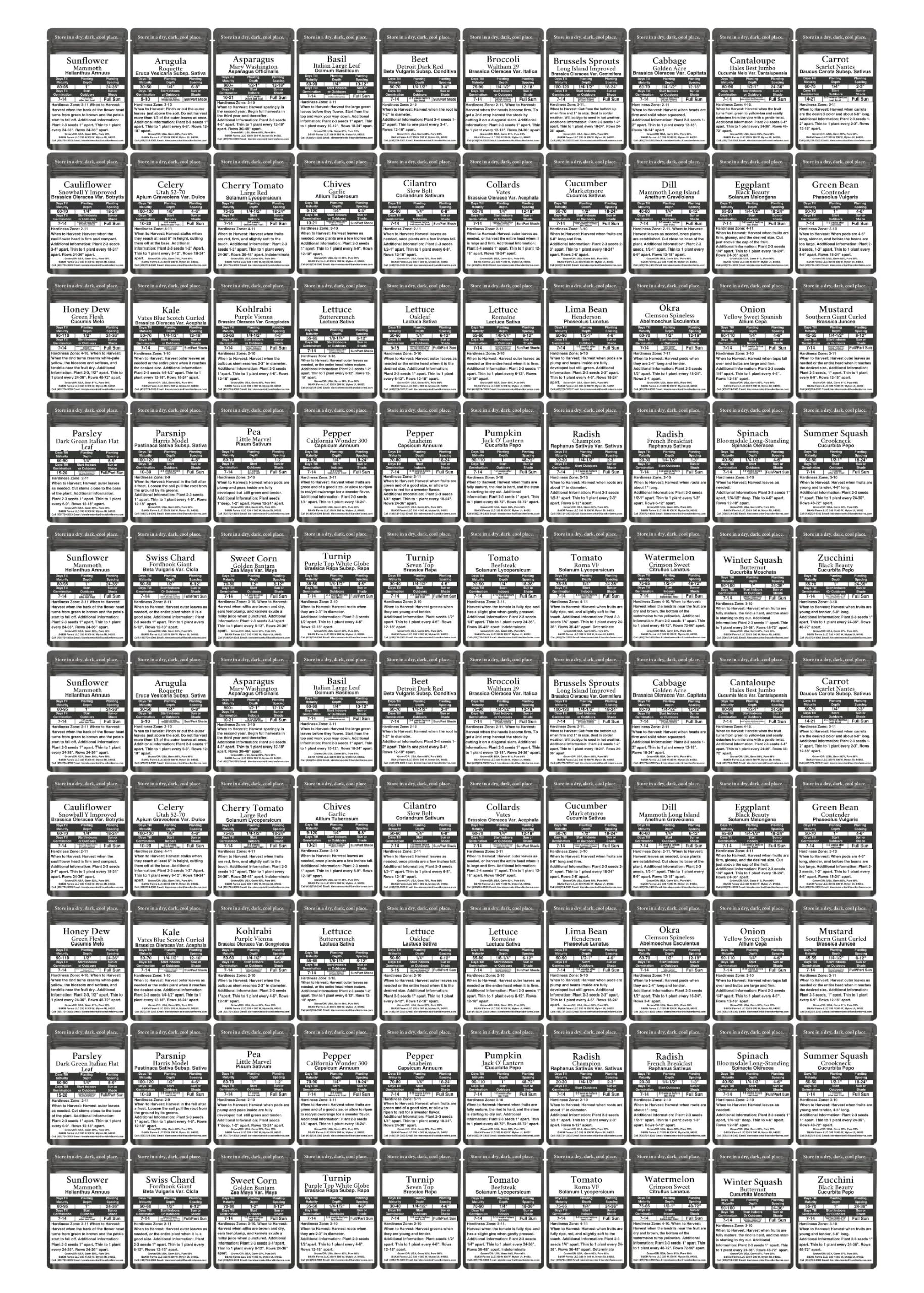 100 paquetes de semillas, 50 semillas diferentes de verduras y frutas. 100.000 semillas individuales para almacenamiento a largo plazo y futuras temporadas de crecimiento para tu jardín fácil de