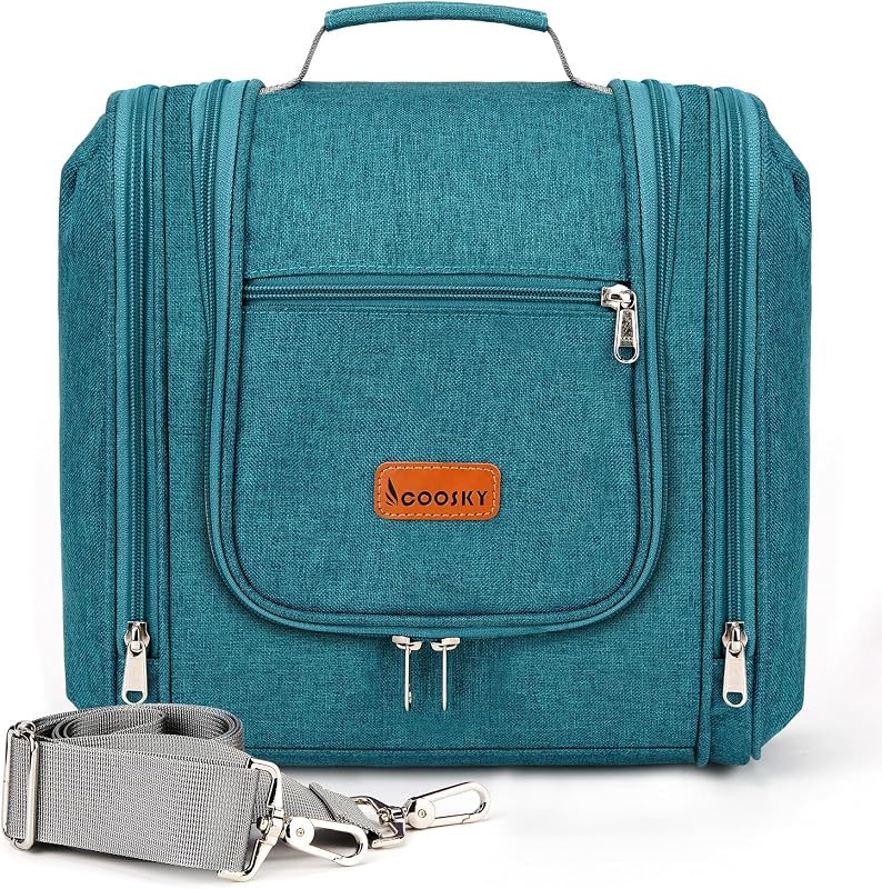 Necessaire de viagem suspensa COOSKY com 6 compartimentos, tamanho grande, nylon, resistente à água, azul F