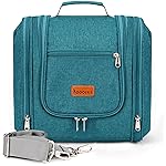 COOSKY Hanging Travel Toiletry Bag for Women and Men, 6 Organizer Compartments, Large Toiletries essentials, Bathroom Cosmetic Accessories, Water-resistant Makeup Bag, Holds Full-Size Shampoo, Blue
