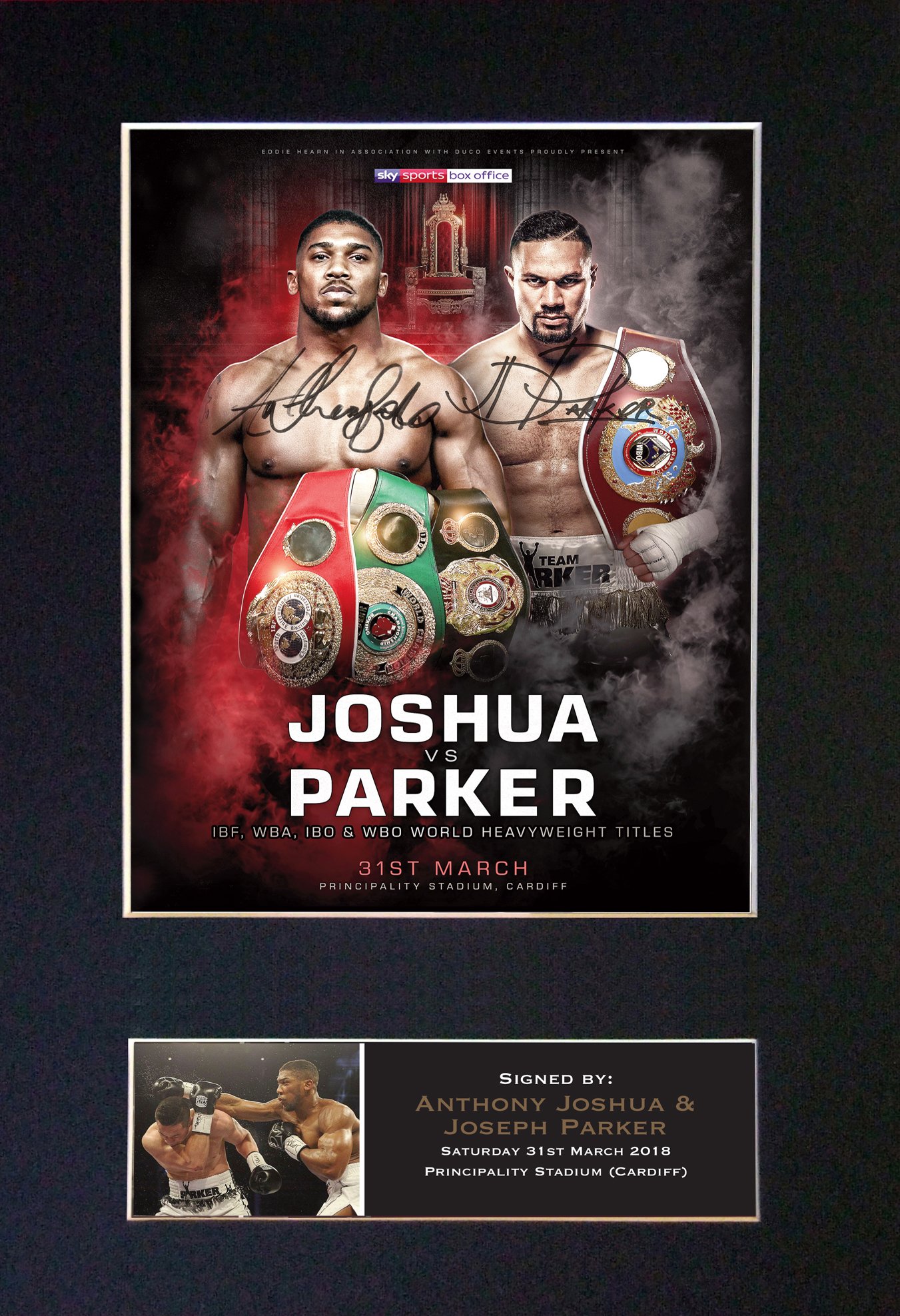 ANTHONY JOSHUA V JOSEPH PARKER March 2018 Signed Autograph Mounted Photo Reproduction PRINT A4 Rare Perfect Birthday (297 x 210mm) #721 (Not Framed)