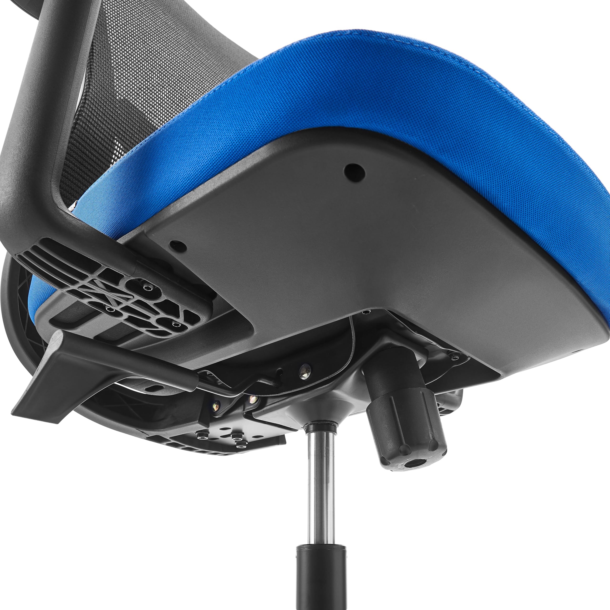 hjh OFFICE Silla de oficina ergonómica Sedito – Silla giratoria con respaldo de malla ajustable, soporte lumbar y asiento en cascada, color negro y azul