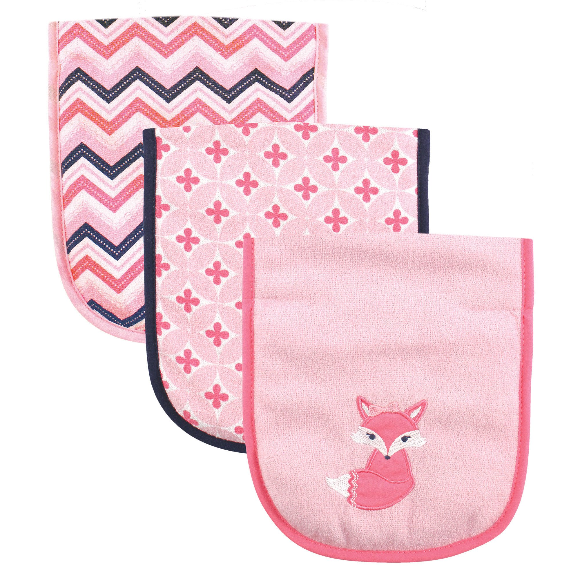 Luvable Friends 3 Piece Burp Cloth with Fiber Filling, Foxy by