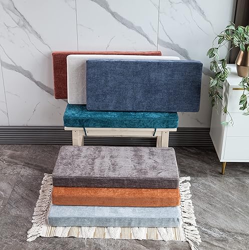 Miniatura 8 de Cojín de banco de 40 x 18 pulgadas, cojines suaves antideslizantes para muebles para banco, sofá columpio con lazos, marrón