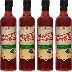 Kit 4 Licores de Jabuticaba Paratiense 500 ml Creme Fino Nacional Tradicional Coquetéis Exóticos Sobremesas Lembrancinha Presente Natal