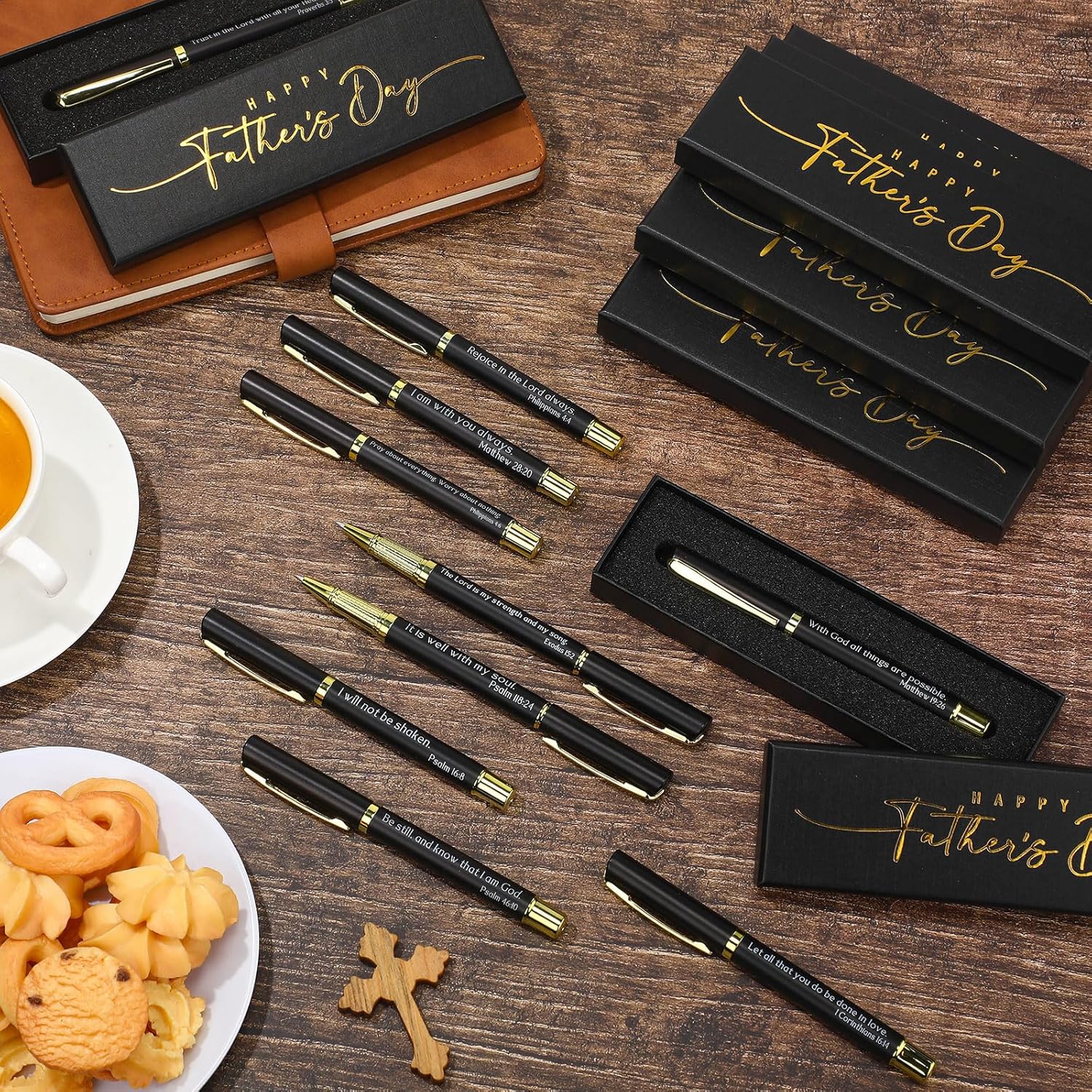 Spakon 20 Set Father's Day Gifts for Church Bulk Inspirational Bible Verse Pen Religious Christian Pens with Box Faith Based Christian Gifts for Men Pastor Office Church Welcome Favor Sunday School