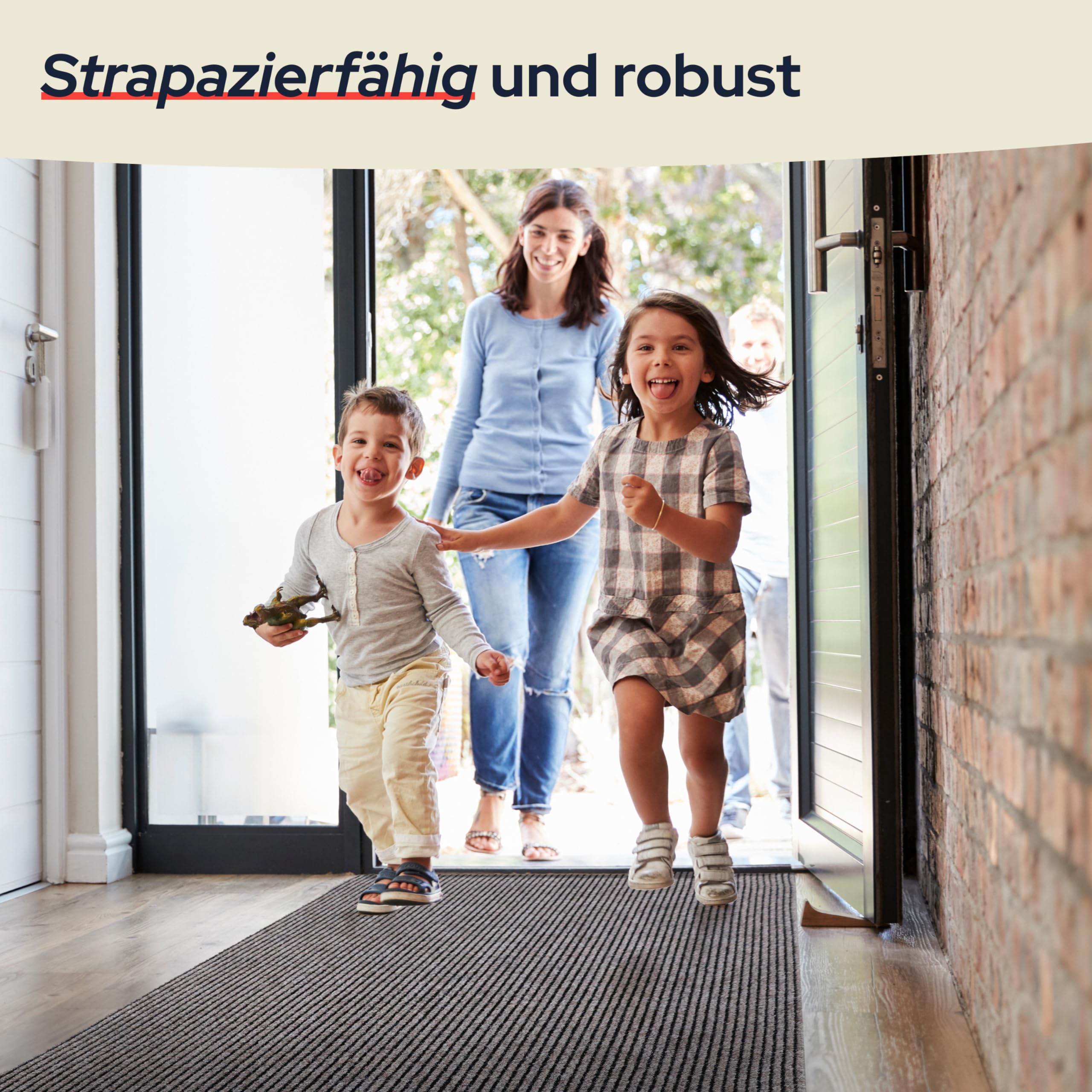 Primaflor Schmutzfangläufer Gin | 80 x 400 cm | Rot | Meterware | 100 % Polypropylen, rutschhemmender Gelrücken, gerippte Melange-Struktur, zuschneidbare Sauberlauf-Meterware