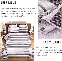 Vista 140 de Homzard King Size Quilt Set, Grey White Snowflake Striped Comforter Set,Cotton Gray Bedspread King Size, Lightweight Comforter Fall Bedding 3 Piece