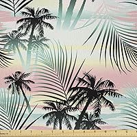 Vista 39 de Ambesonne The Yard, tela floral de estilo Art Nouveau, flores de amapola retro primavera verano jardín pétalos de follaje, tela de microfibra