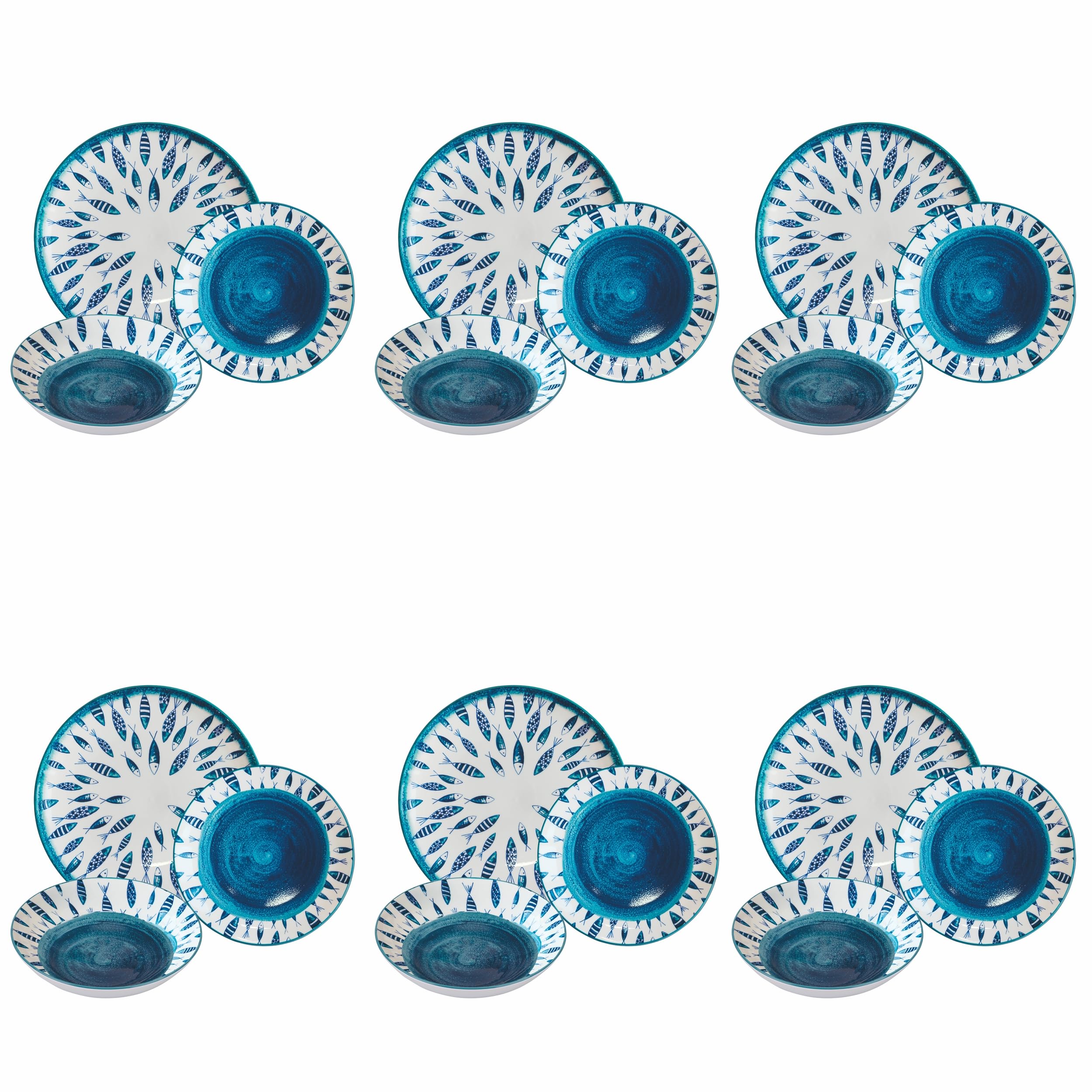 Vajilla de 18 piezas de porcelana, 6 plazas, Marechiaro