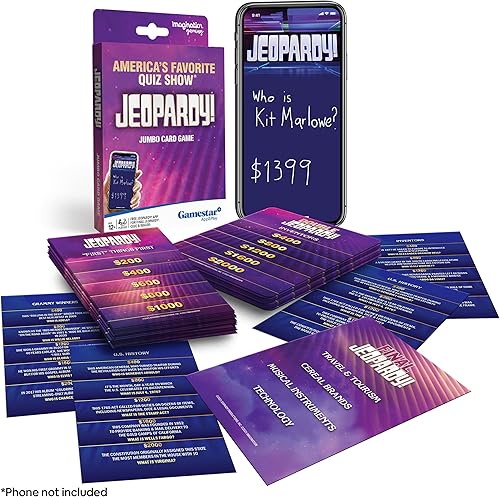 Miniatura 2 de Jeopardy! Juego de cartas Jumbo Deluxe de Estados Unidos, juego de preguntas y respuestas de movimiento rápido, juega en casa con amigos, familia,