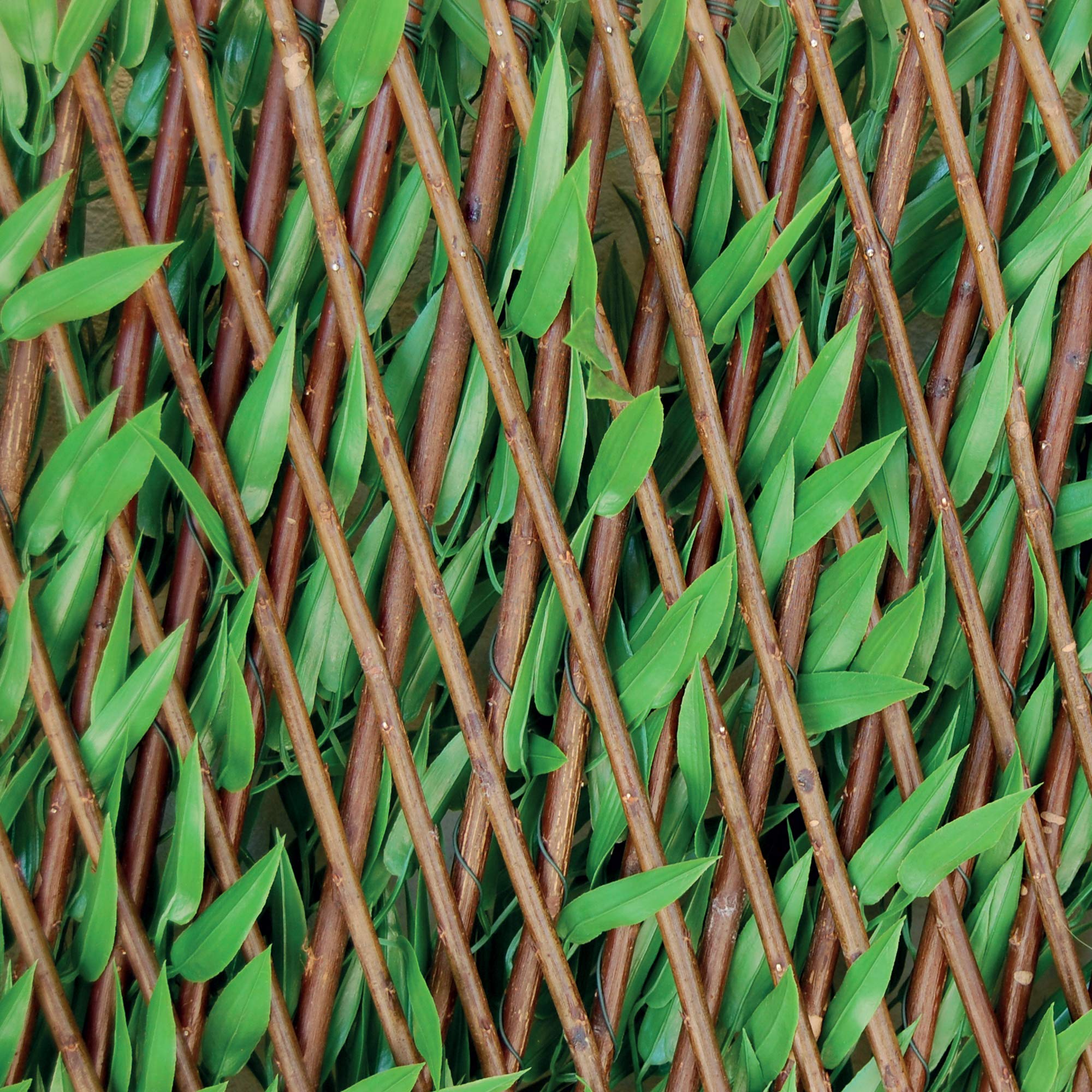 TENAX Divy 3D X-Tens Bamboo 1,00x2 m Verde, Enrejado Extensible de Madera Natural Recubierto con Hojas de Bambú, Occultación para Balcones y Terrazas, Decoración de Paredes