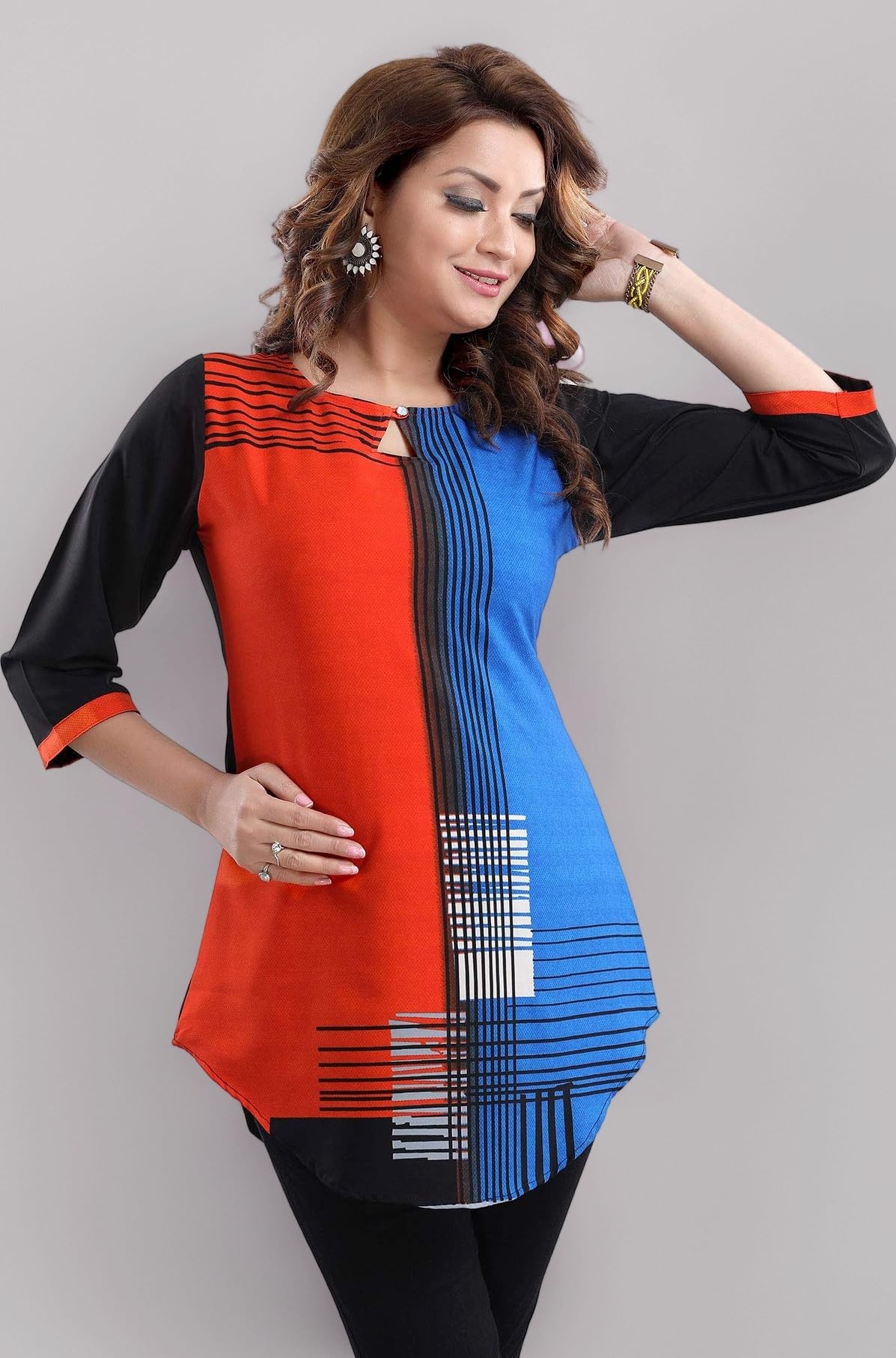 Keshubaba Women's Polyester Crepe Short Tunic Top | short kurti for jeans for women |kurti tops | short kurti | short kurti for women | short kurti for girls