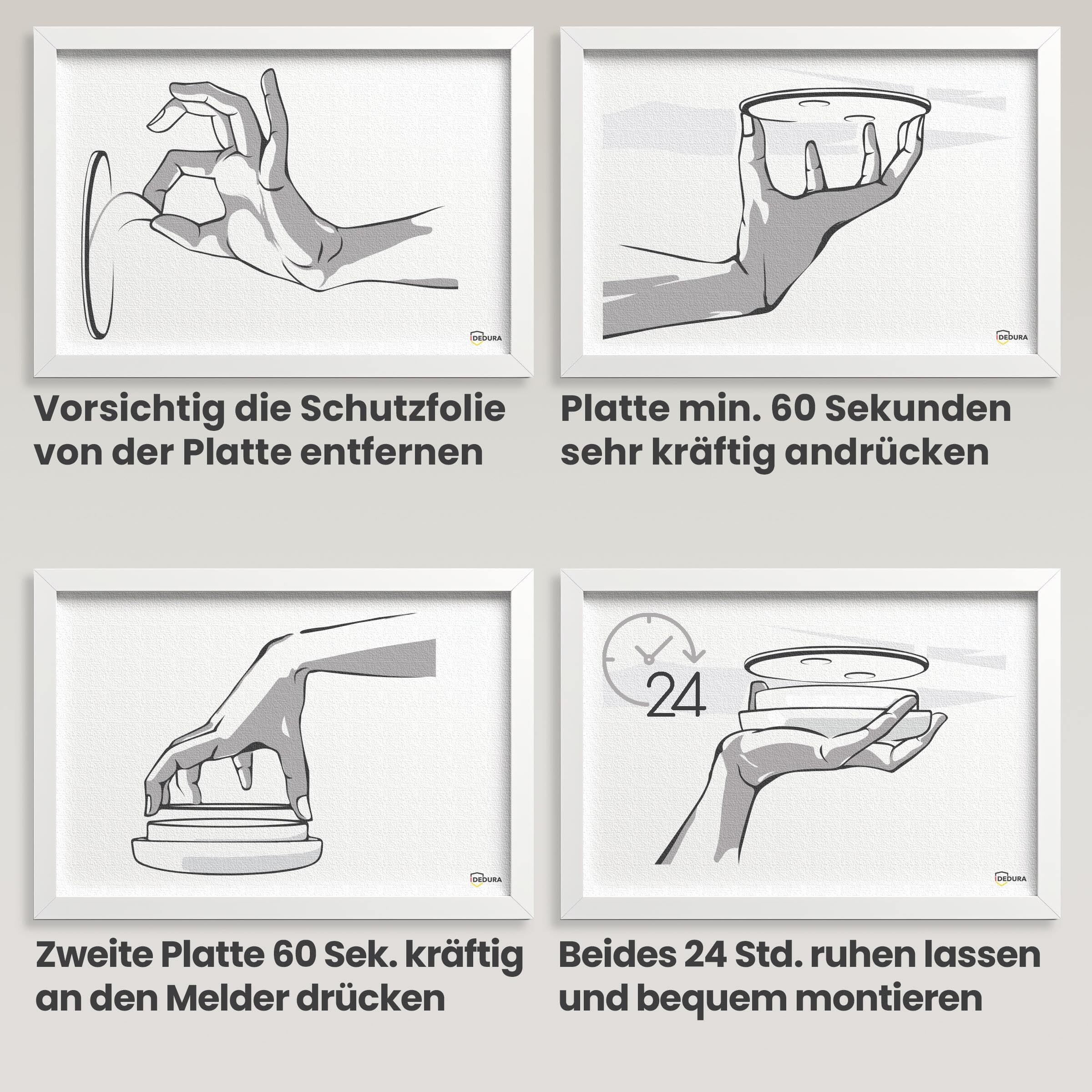 Rauchmelder mit Magnethalterung 10er Set - ohne Bohren und Schrauben mit 10 Jahre Garantie - Rauchmelder Magnethalterung mit extra starken Klebepads