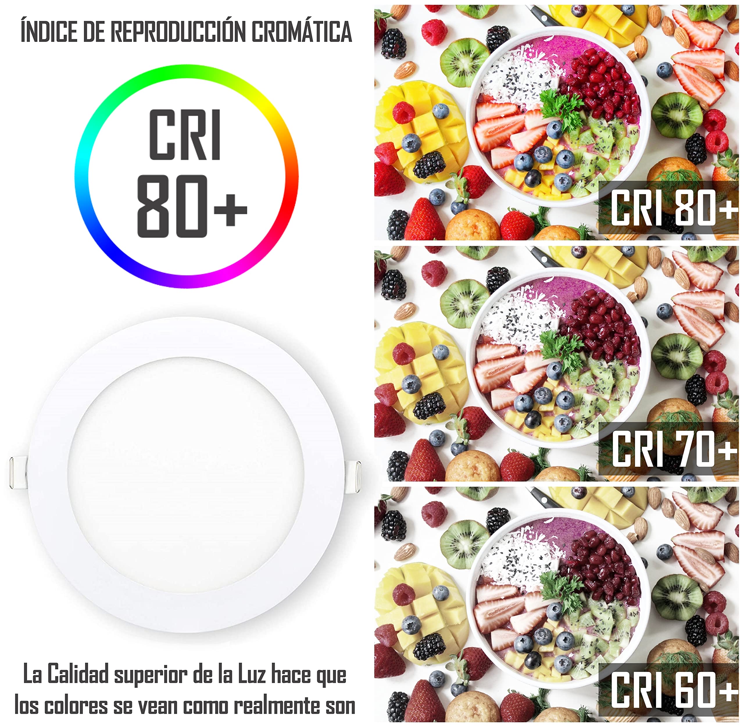 CLAR Hybec - Downlight LED techo empotrable, Luz Cálida 3000ºK 12W (Pack 5)