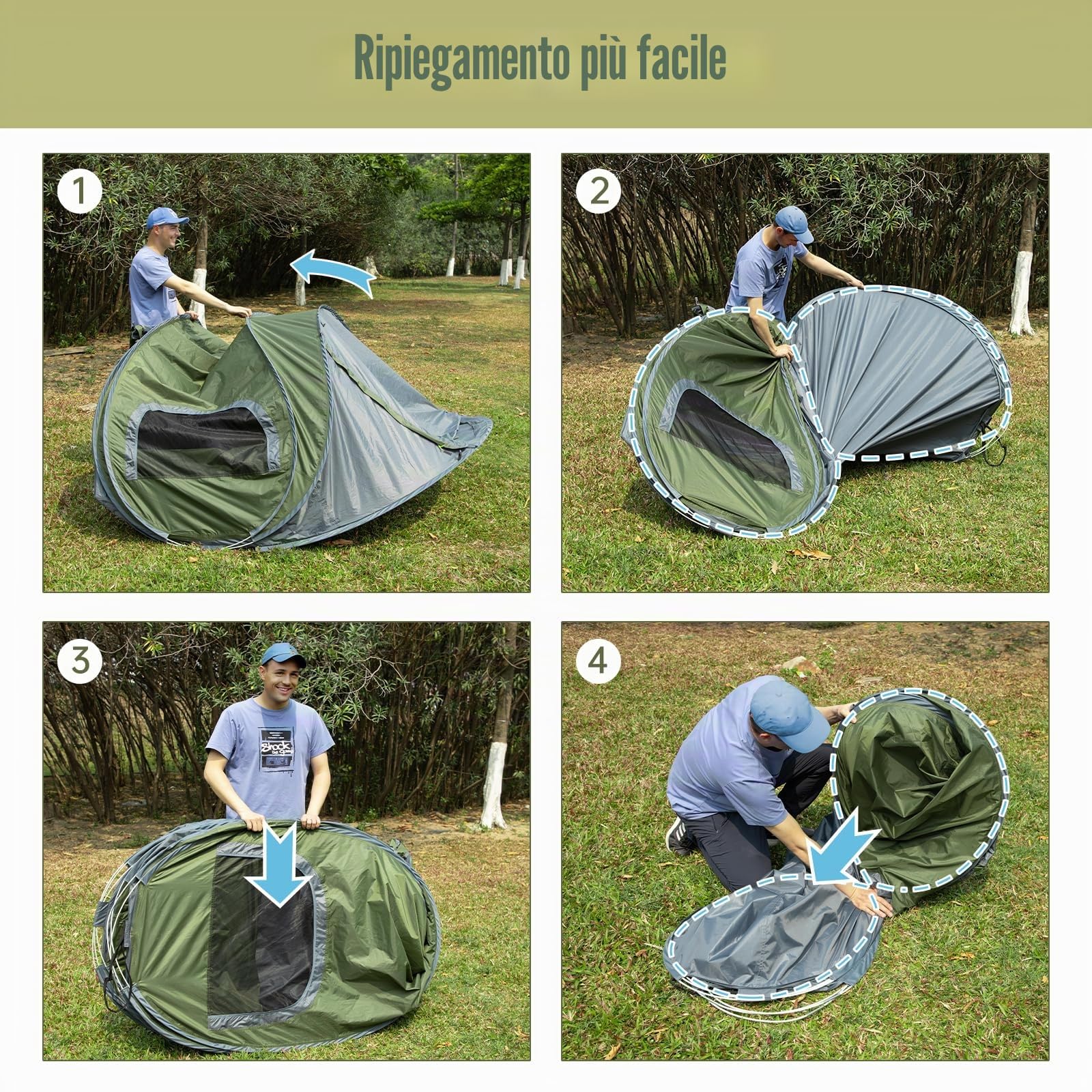 Night Cat Tenda da campeggio pop-up per 2 3 persone automatica tenda istantanea impermeabile facile installazione all'aperto