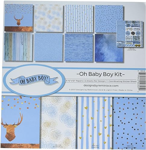 Reminisce (REMBC) Oh Baby Boy Scrapbook Collection Kit, multicolor, 12x12 pulgadas
