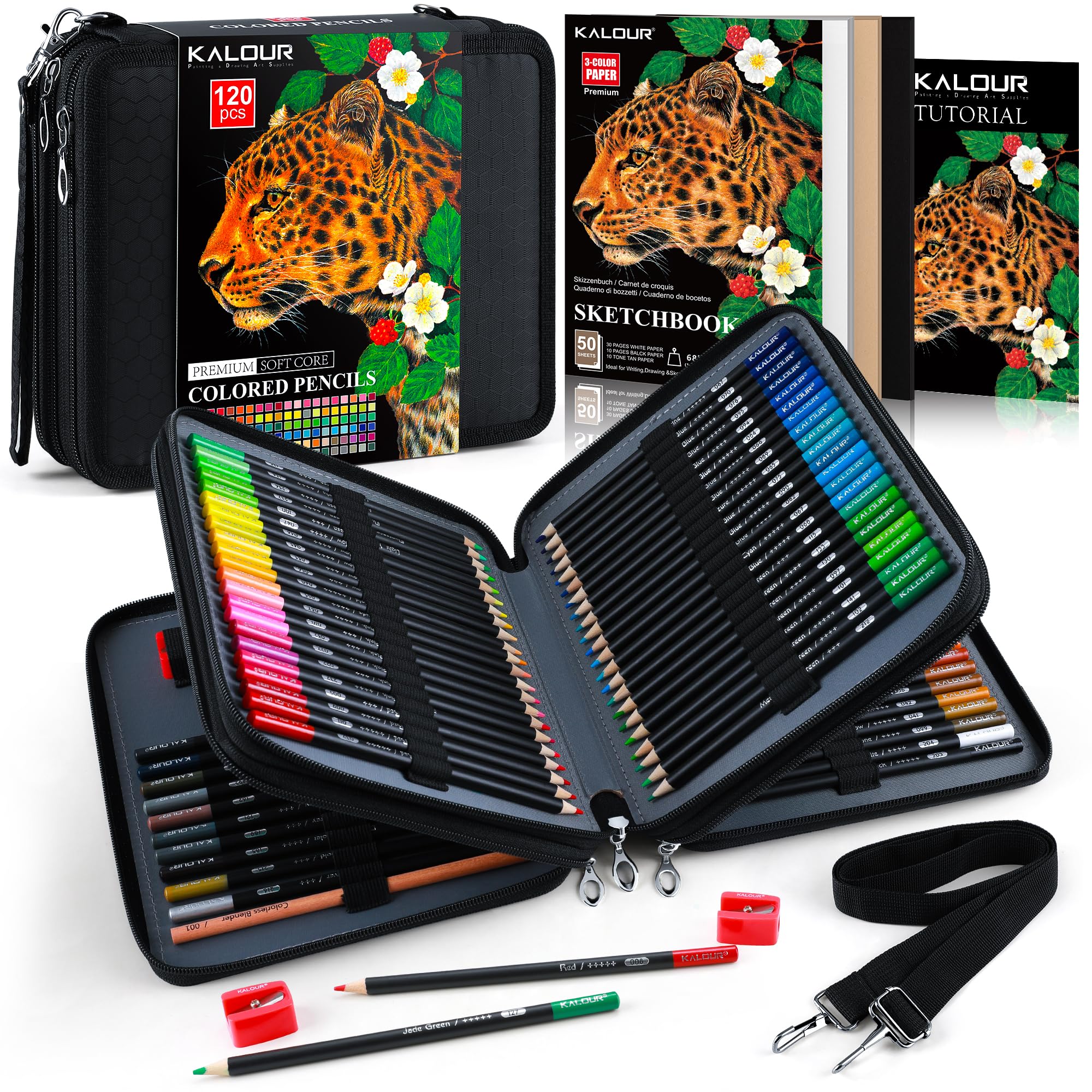 Amazon.com: KALOUR 120 Colored Pencils Set with Carry Case