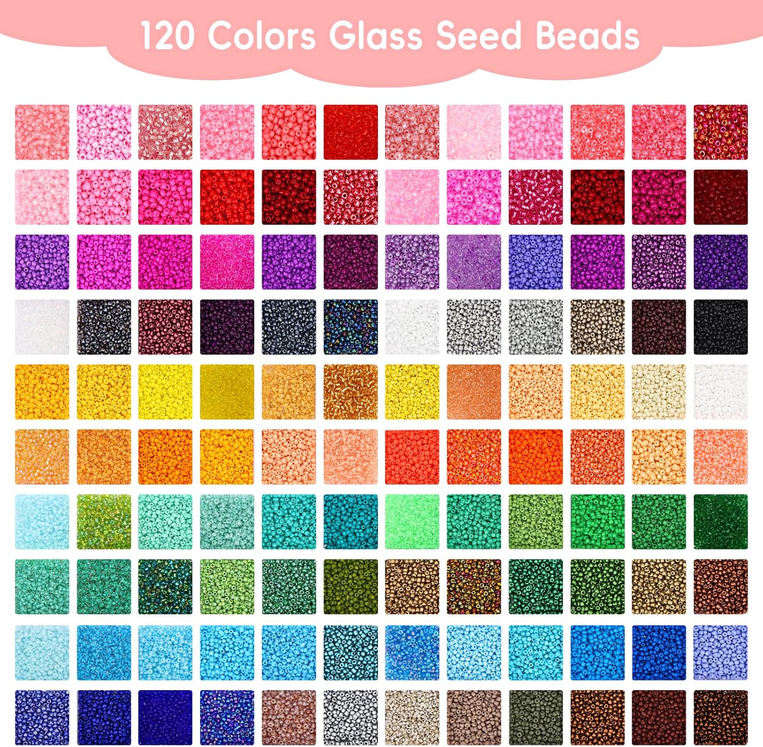 QUEFE 62000pcs 120 Colors Glass Seed Beads for Jewelry Making, 2mm Mini Beads with Accessories Friendship Bracelet Kit Charms and Pendants Kit for Bracelets Rings Necklaces Making, DIY, Gift, Craft - Image 3